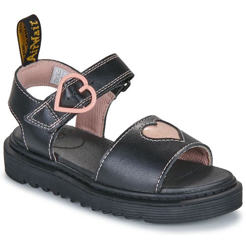 Sandali bambini ragazza Dr. Martens  Marlowe Hearts J Black+Powder Pink  Nero Dr. Martens 190665729405