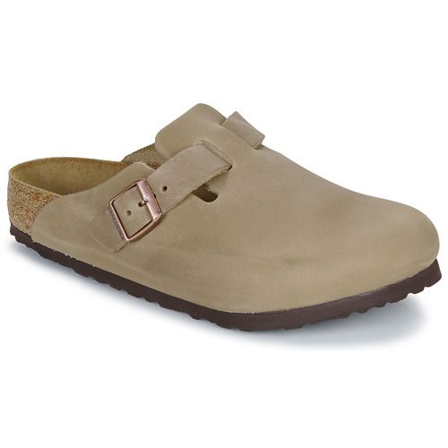 Ciabatta Uomo BIRKENSTOCK Boston LEOI in Tabacco Brown e Beige, modello ideale per comfort e stile. Perfette per un look casual e versatile, queste ciabatte garantiscono un'ottima vestibilità e supporto per la pianta del piede. Scopri il mix di eleganza e funzionalità con le BIRKENSTOCK Boston, perfette per ogni occasione.
