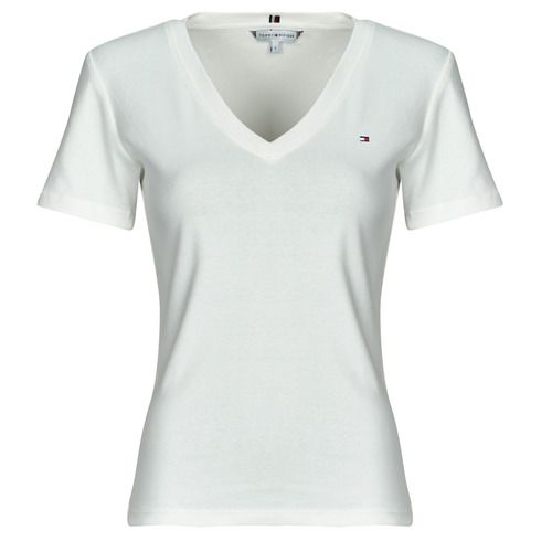 T-shirt bianca maniche corte Tommy Hilfiger NEW SLIM CODY V-NK SS per donna, design elegante e alla moda, ideale per un look casual e sofisticato. Perfetta per ogni occasione, questa maglietta offre comfort e stile, facendo risaltare il logo distintivo Tommy Hilfiger. Acquista ora e aggiungi un tocco di classe al tuo guardaroba!