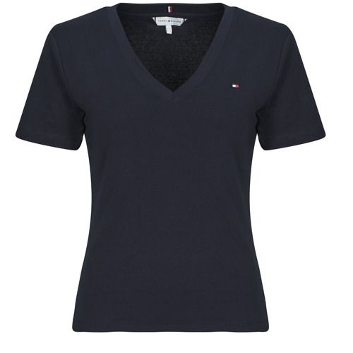 T-shirt Tommy Hilfiger NEW SLIM CODY V-NK SS Marine, maniche corte, elegante e trendy, perfetta per ogni occasione. Scopri lo stile unico e il comfort di questa t-shirt da donna, ideale per un look casual e alla moda. Disponibile in colore marine, un must-have nel tuo guardaroba.