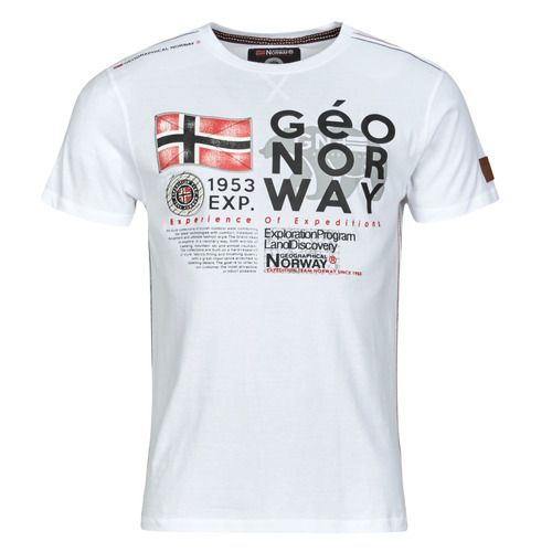 T-shirt uomo Geographical Norway JIVY Bianco con maniche corte, perfetta per un look casual e alla moda. Realizzata in cotone di alta qualità, offre comfort e stile. Ideale per l'estate e per attività all'aperto, questa T-shirt è un must-have nel guardaroba maschile. Acquista ora per rimanere alla moda con Geographical Norway.