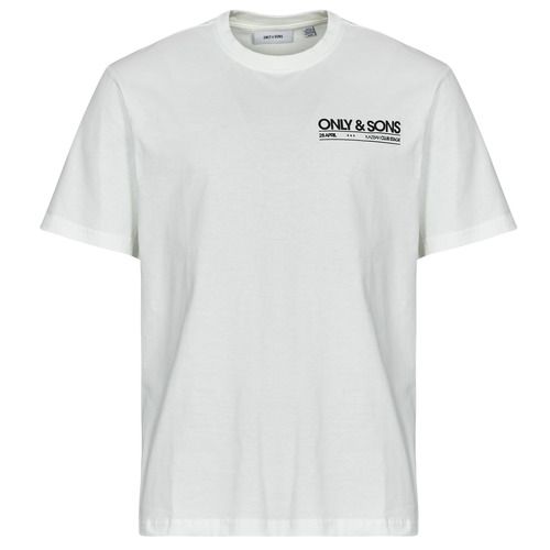 T-shirt bianca da uomo Only & Sons ONSKASBAH con maniche corte, ideale per un look casual e moderno. Perfetta per abbinamenti estivi, realizzata con materiali di alta qualità per massimo comfort. Acquista la moda maschile trendy con questa T-shirt versatile, perfetta per ogni occasione.