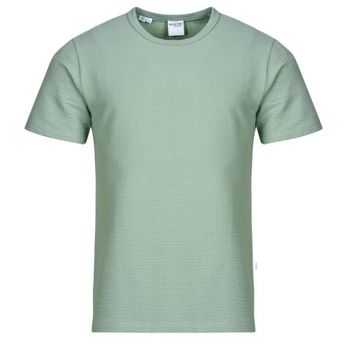 T-shirt maniche corte Uomo Selected SLHSANDER SEERSUCKER Verde, elegante e alla moda, perfetta per look estivi casual. Realizzata in tessuto leggero e traspirante, ideale per il comfort quotidiano. Disponibile nella collezione Selected, un must-have per ogni guardaroba.