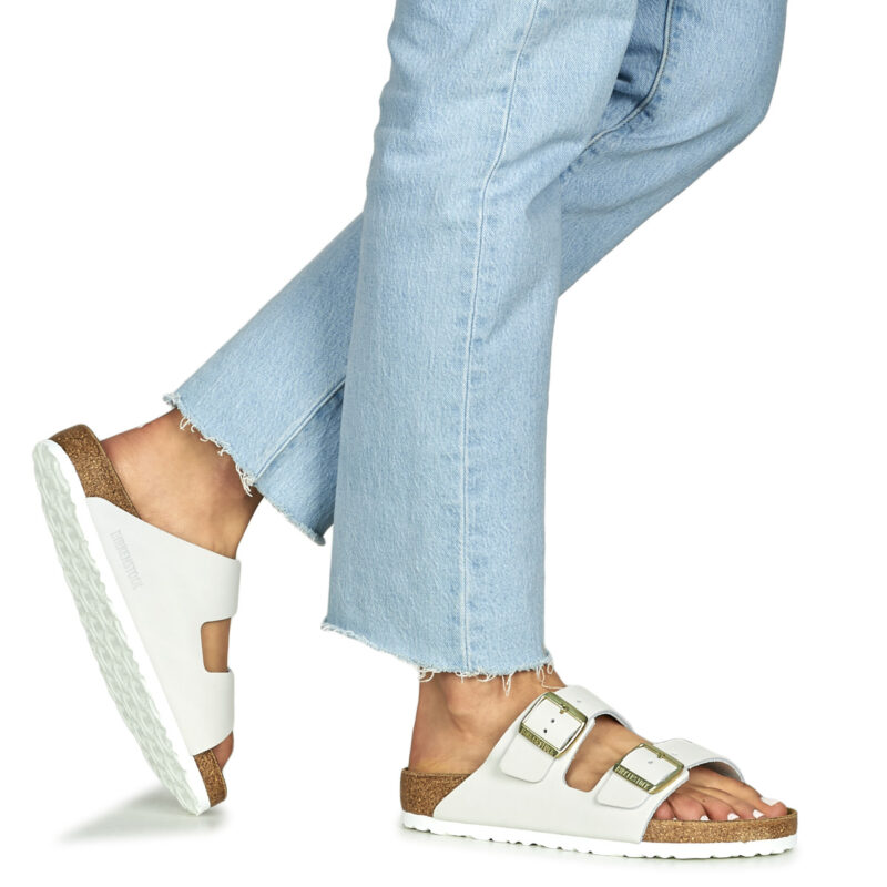 BIRKENSTOCK Arizona Nubuck / Antik / White / Regular Wei&szlig;e Damen Pantolette - 8