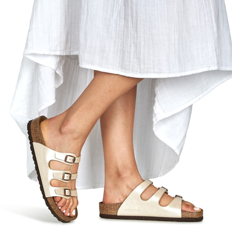BIRKENSTOCK Florida Birko-flor / Perla / White / Regular Beige Ciabatta Donna - 8