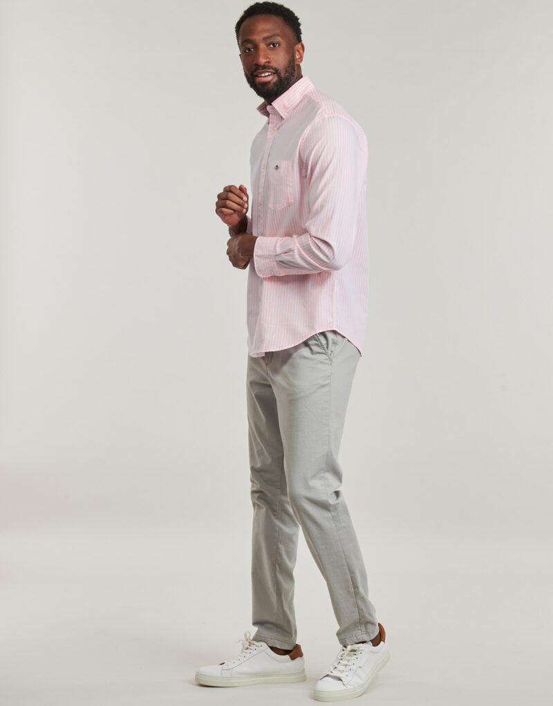 Long sleeved shirt Gant REG CLASSIC POPLIN STRIPE SHIRT Pink Men's Long Sleeve Shirts - 3