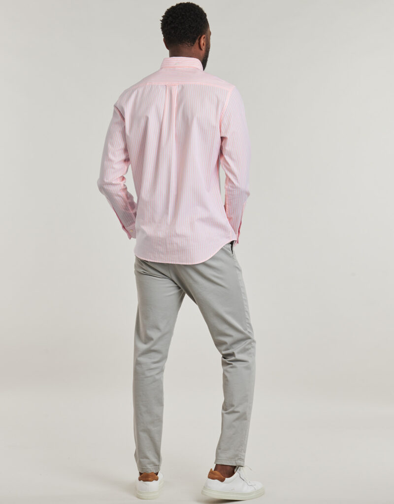 Long sleeved shirt Gant REG CLASSIC POPLIN STRIPE SHIRT Pink Men's Long Sleeve Shirts - 4