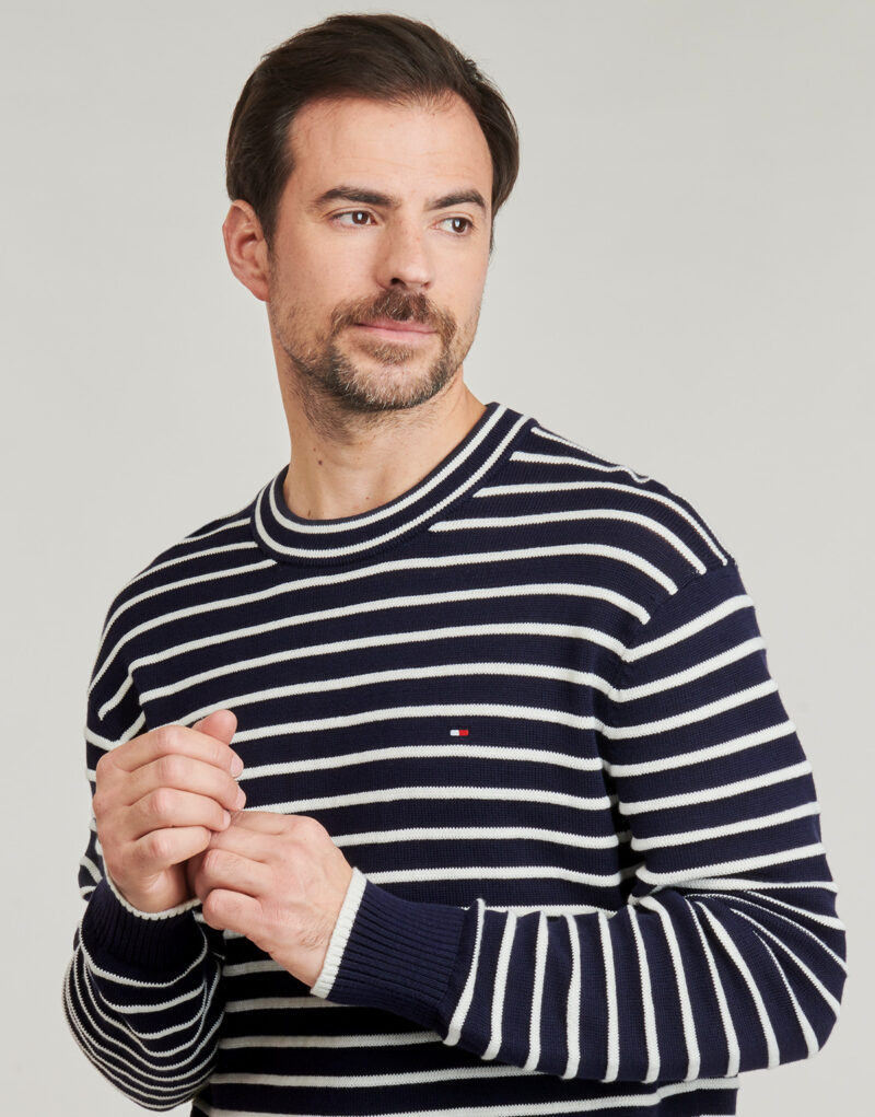Maglione Tommy Hilfiger BRETON STRUCTURE CREW NECK Marine Maglioni Uomo - 5
