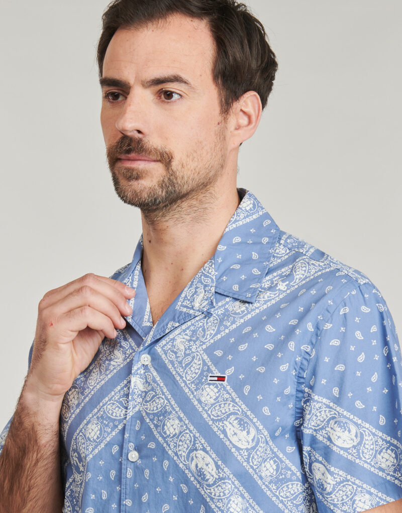 Camicia a maniche corte Tommy Jeans TJM REG AOP SS SHIRT EXT Blu Camicie a maniche corte Uomo - 5