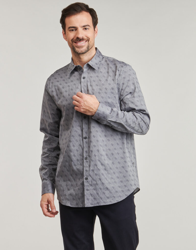 Camicia a maniche lunghe Guess 4G JACQUARD SHIRT Grigio Camicie a maniche lunghe Uomo - 2