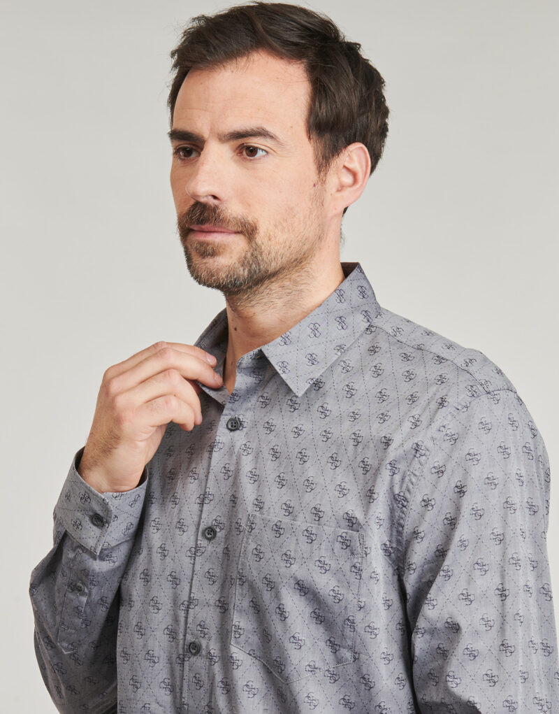 Camicia a maniche lunghe Guess 4G JACQUARD SHIRT Grigio Camicie a maniche lunghe Uomo - 5