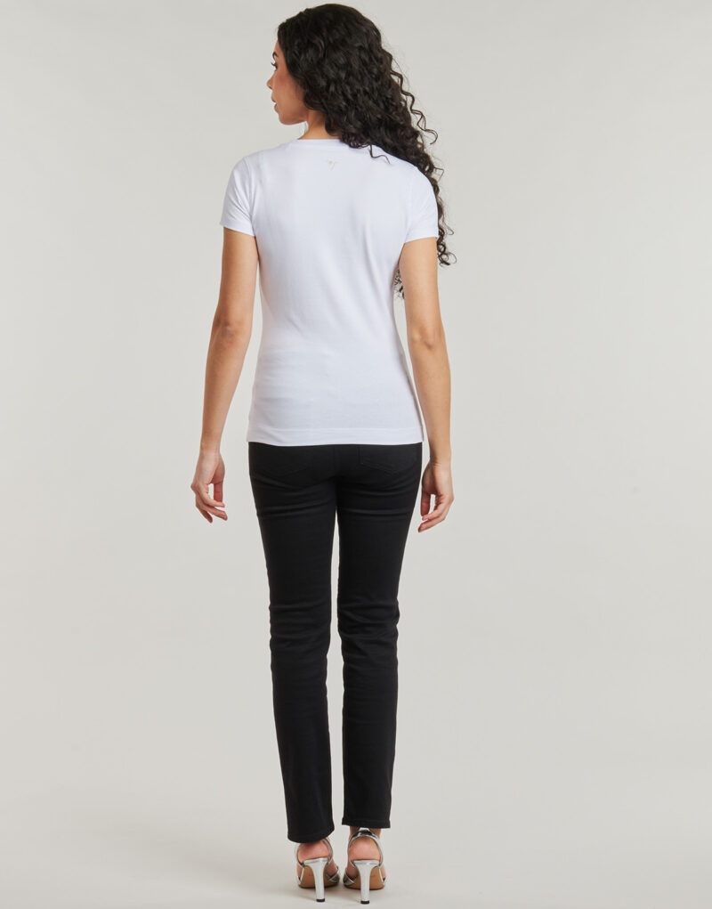 T-shirt Guess T-shirt blanc &agrave; manches courtes pour femme CN FLOWER TRIANGLE - 4