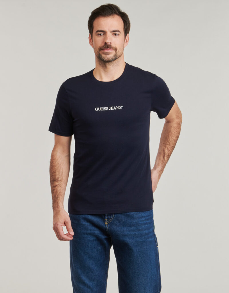 T-shirt Guess SS CN SLIM LOGO EMBRO TEE Marine T-shirt maniche corte Uomo - 2