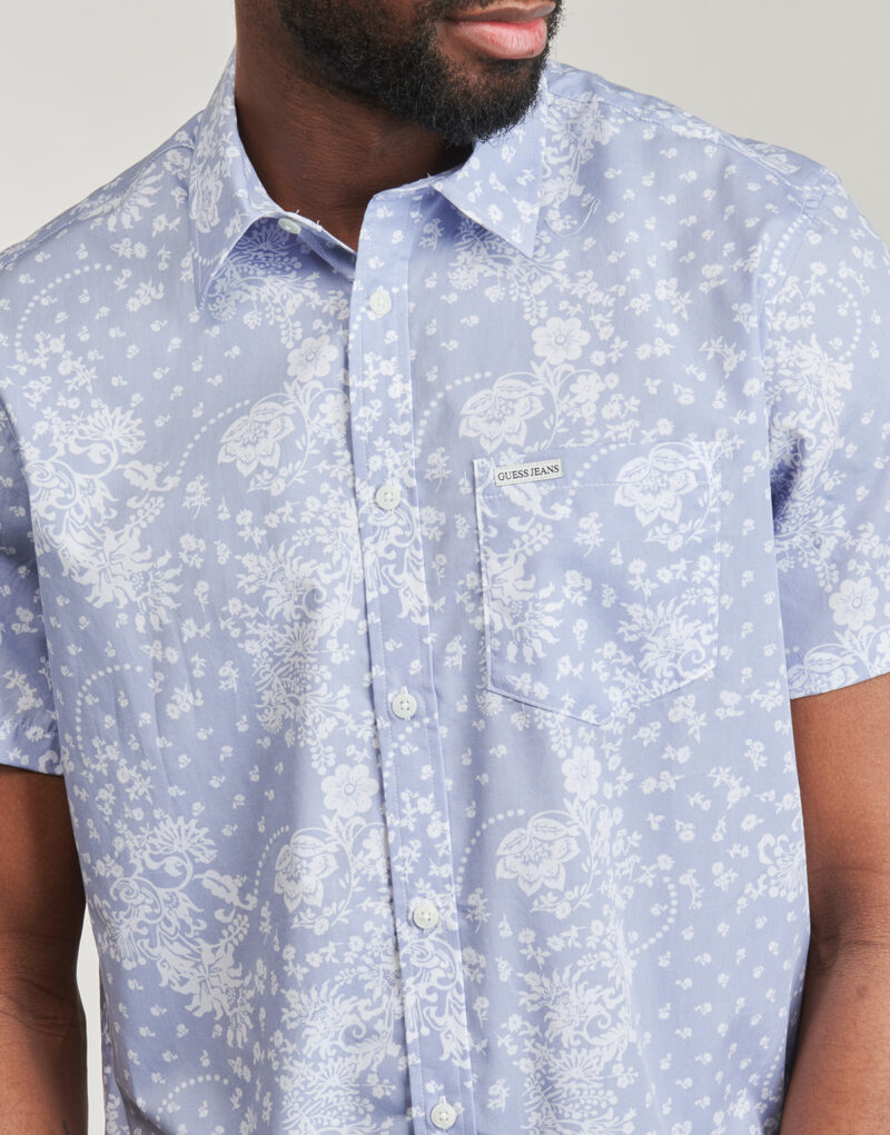 Camicia a maniche corte Guess SS REG PKT COLLAR SHIRT Blu Camicie a maniche corte Uomo - 5
