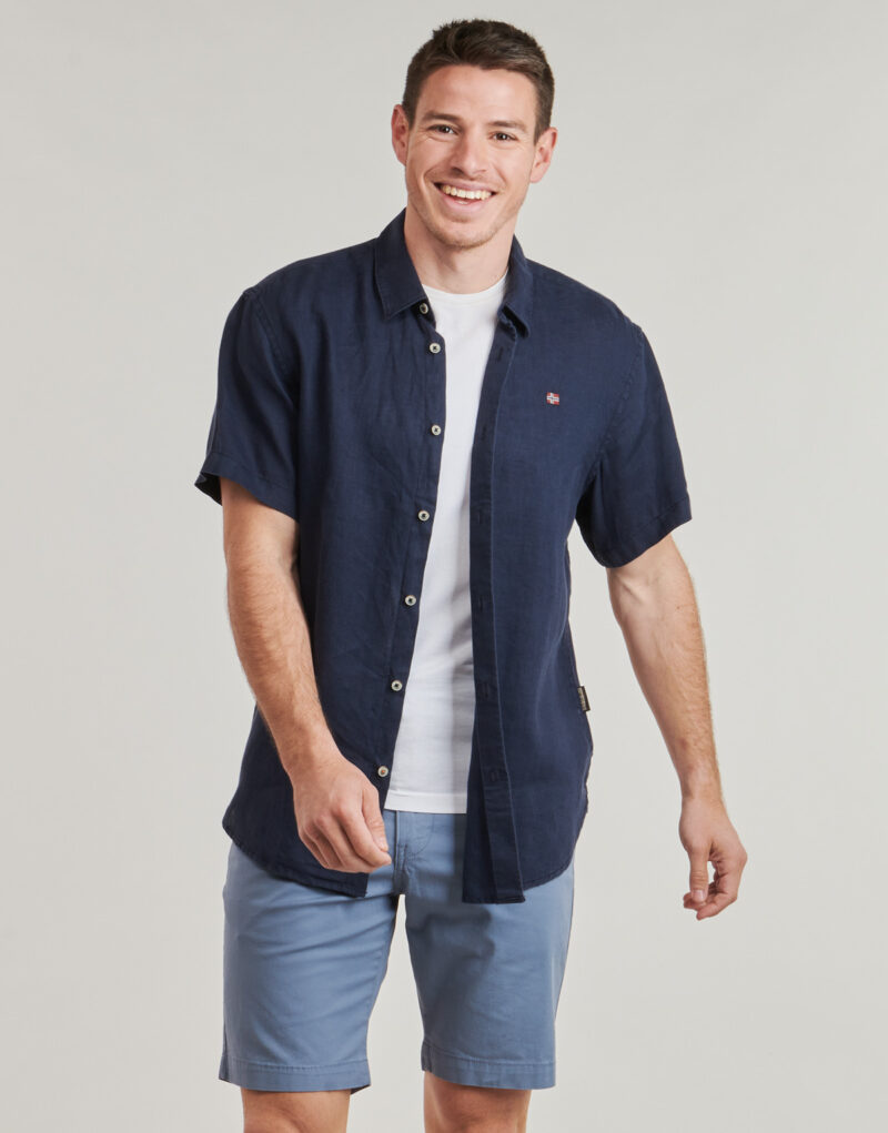 Camicia a maniche corte Napapijri G-LINEN Marine Camicie a maniche corte Uomo - 2
