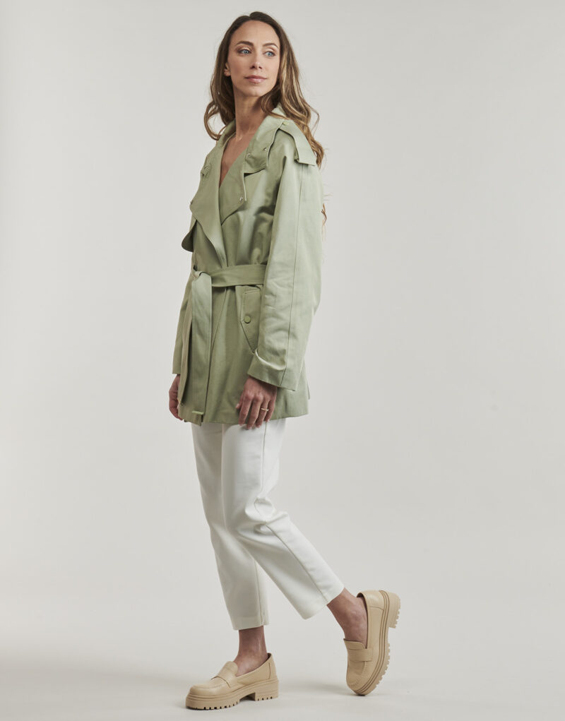 Trench Morgan GLINE Green Trench Coat Women - 3