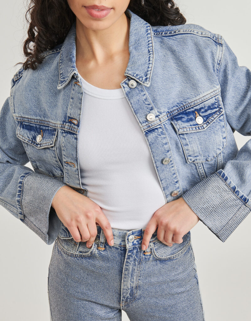 Giacca in jeans Only ONLHOLLYWOOD CRYSTAL Blu Giacche in jeans Donna - 5