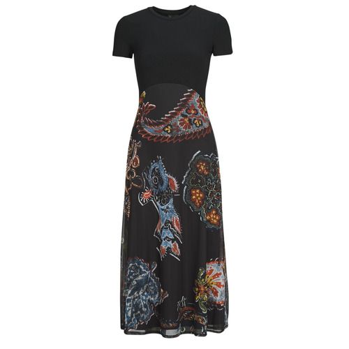Abito lungo donna Desigual PAISLEY MESH LACROIX Nero, elegante e versatile, perfetto per occasioni speciali e casual. Design in stile paisley con dettagli in mesh, ideale per la stagione primavera-estate. Look raffinato e alla moda per donne che amano distinguersi. Acquista ora per un outfit unico e trendy!