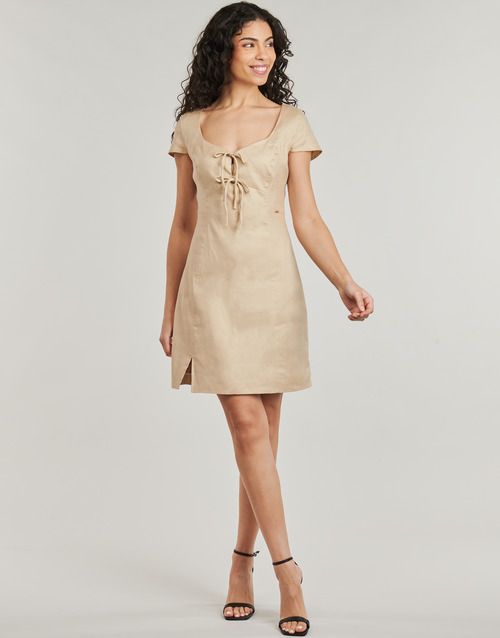 Kurzes Kleid Guess ISABEAU BOWS MINI Beige Damen-Kurzkleid - 2
