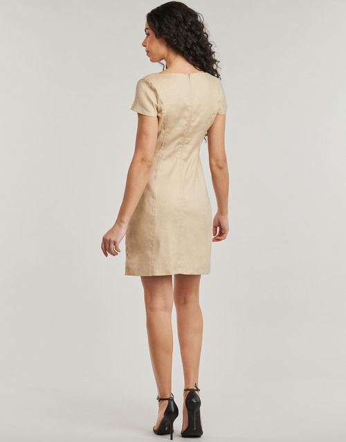 Kurzes Kleid Guess ISABEAU BOWS MINI Beige Damen-Kurzkleid - 4