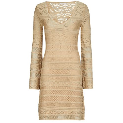 Abito corto Donna Guess NELLIE VN LS DRESS in Oro, elegante e trendy, ideale per occasioni speciali e look estivi. Scopri il design raffinato e i dettagli chic di questo vestito corto perfetto per esaltare la tua femminilità. Acquista ora per un tocco di stile unico nel tuo guardaroba.