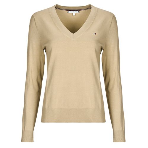 Maglione Donna Tommy Hilfiger CO JERSEY STITCH LS V-NK SWEATER Beige, elegante e versatile, perfetto per ogni occasione. Realizzato con materiali di alta qualità, questo maglione offre comfort e stile. Aggiungi un tocco di classe al tuo guardaroba con il pullover beige di Tommy Hilfiger, ideale per look casual e sofisticati.