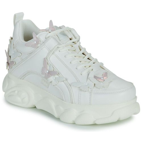 Sneakers basse Buffalo CLD CORIN BUTTERFLY Donna in pelle bianca con dettagli multicolori. Scarpe moda femminili ideali per look casual e chic. Comfort e stile uniti in un design originale. Ottime per ogni occasione, perfette per completare il tuo outfit con eleganza. Disponibili in diverse taglie.