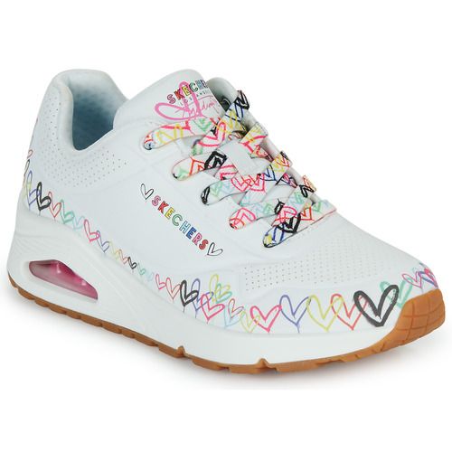 Sneakers basse Donna Skechers JGOLDCROWN: UNO LOVE in Bianco, eleganti e versatili, perfette per ogni occasione. Comfort e stile uniti in un design moderno per una scelta ideale nella moda femminile.