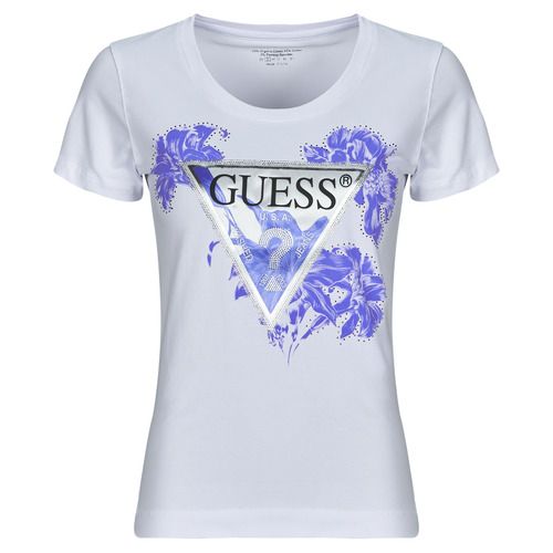 T-shirt Guess CN FLOWER TRIANGLE maniche corte per donna, caratterizzata da un design elegante e floreale. Realizzata in cotone di alta qualità per un comfort ottimale, questa t-shirt è perfetta per un look casual e alla moda. Disponibile in diverse taglie, ideale per ogni occasione, dal tempo libero all'uso quotidiano. Aggiungi un tocco di stile al tuo guardaroba con la T-shirt Guess CN FLOWER TRIANGLE.