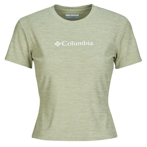 T-shirt Columbia MOVE SHORT SLEEVE TEE Verde per Donna, ideale per attività all'aperto e sportive. Realizzata in tessuto traspirante e leggero, offre comfort e stile. Perfetta per la stagione estiva, disponibile nel colore verde vibrante. Acquista la T-shirt Columbia per un look contemporaneo e funzionale.