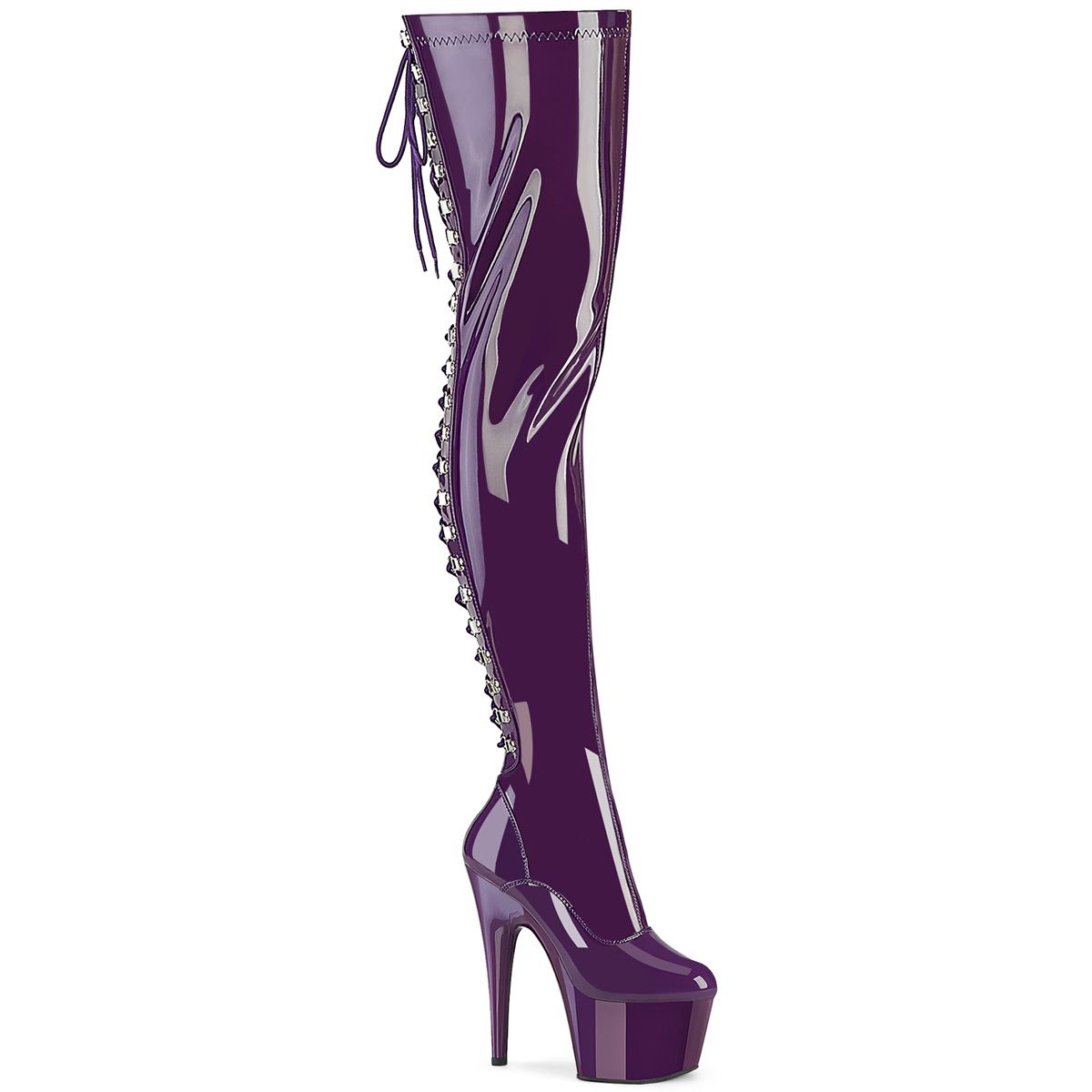 Pleaser ADORE-3063 ADO3063/PP/M Stivali Sopra il Ginocchio  Tacco Altissimo 17 Plateau 7.0 Viola ADO3063/PP/M