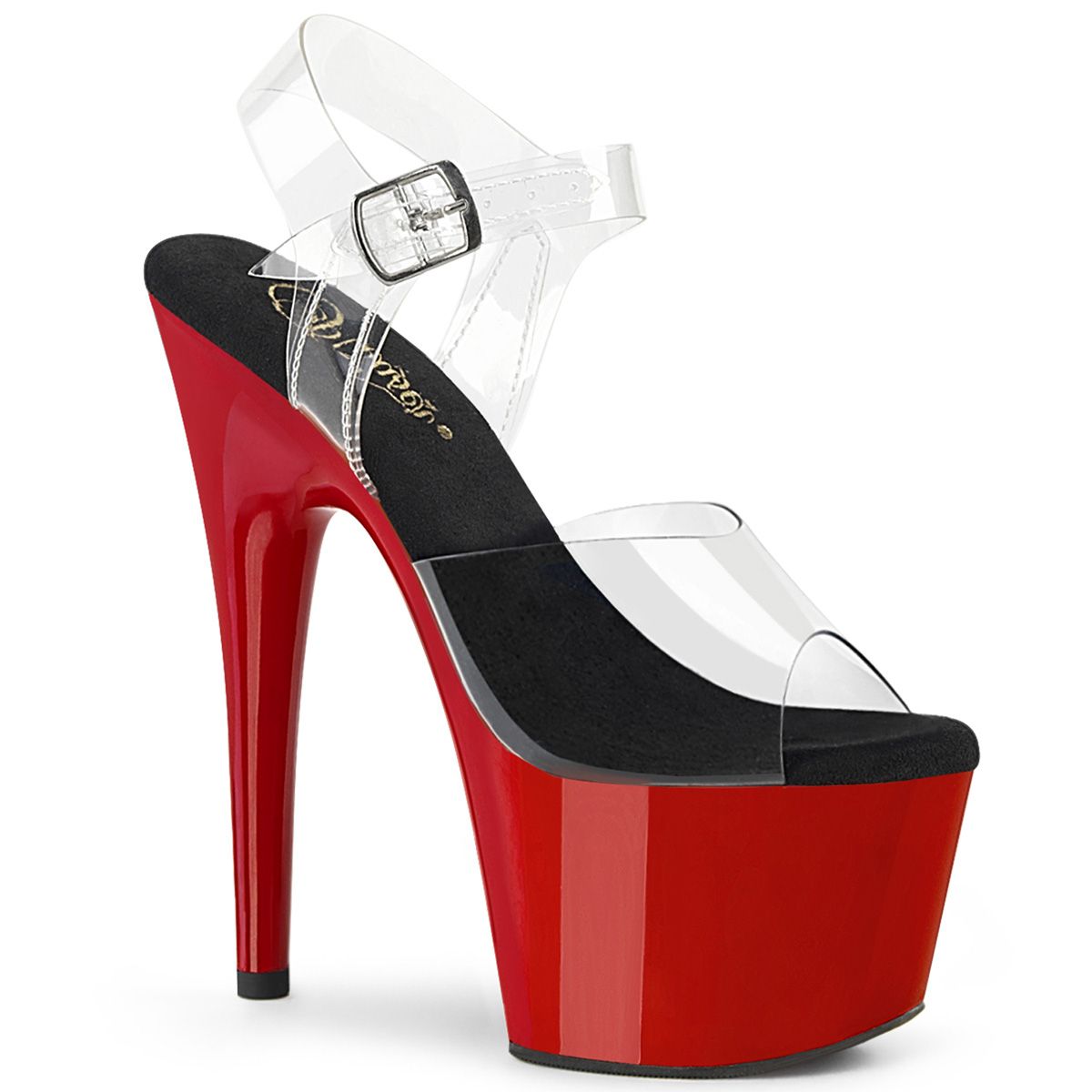 Pleaser ADORE-708 ADO708/C-B/R Sandali con Cinturino  Tacco Altissimo 17 Plateau 7.0 Nero ADO708/C-B/R