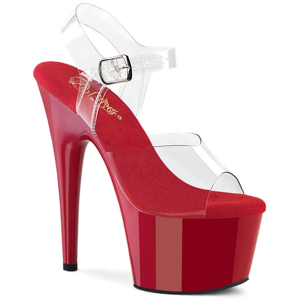Pleaser ADORE-708 ADO708/C/R Sandali con Cinturino  Tacco Altissimo 17 Plateau 7.0 Trasparente ADO708/C/R