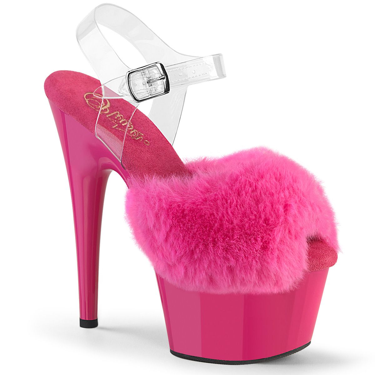 Pleaser ADORE-708FUR ADO708FUR/FS/M Sandali con Cinturino  Tacco Altissimo 17 Plateau 7.0 Fucsia ADO708FUR/FS/M