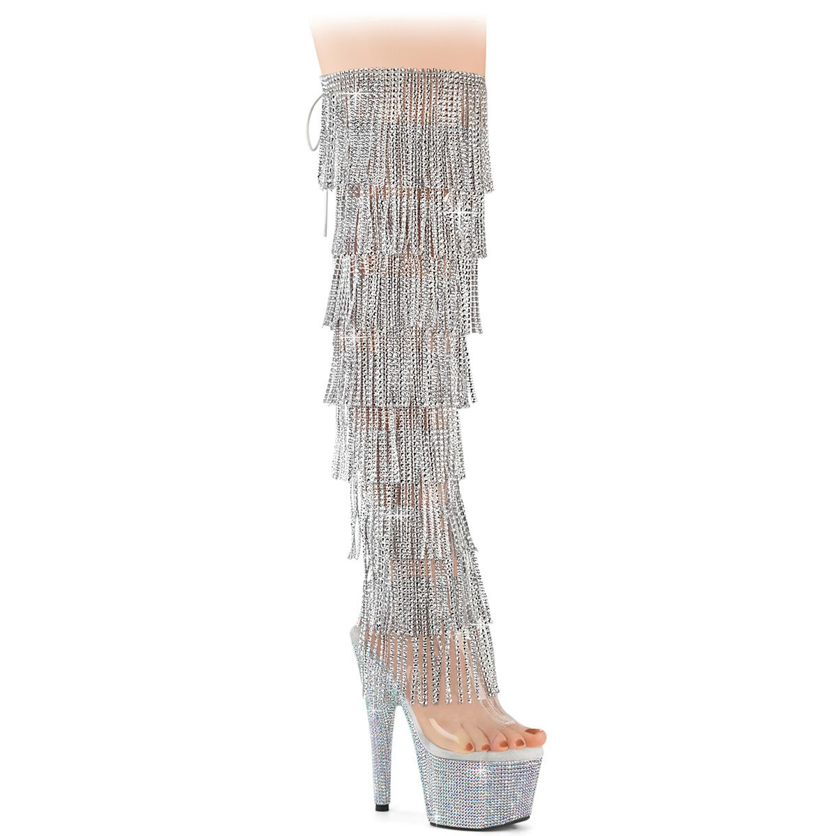 Pleaser BEJEWELED-3019C-RSF- BEJ3019C-RSF-7/C/SRS Stivali Donna  Tacco Altissimo 17 Plateau 7.0 Argento BEJ3019C-RSF-7/C/SRS