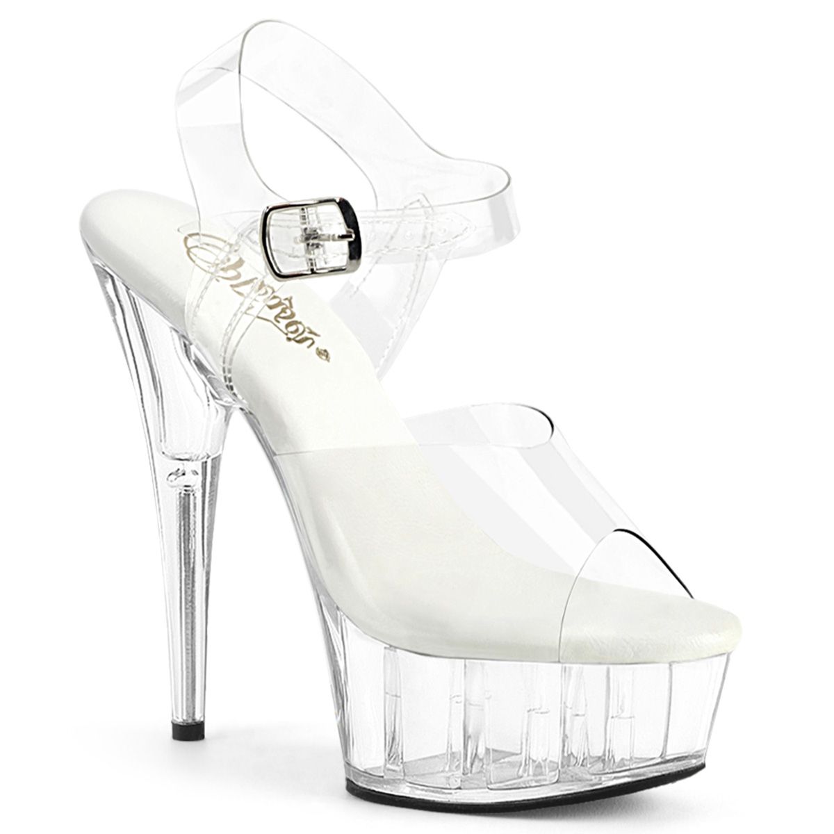 Pleaser DELIGHT-608VL DEL608VL/C/M Sandali con Cinturino  Tacco Altissimo 15 Plateau 4.5 Trasparente DEL608VL/C/M