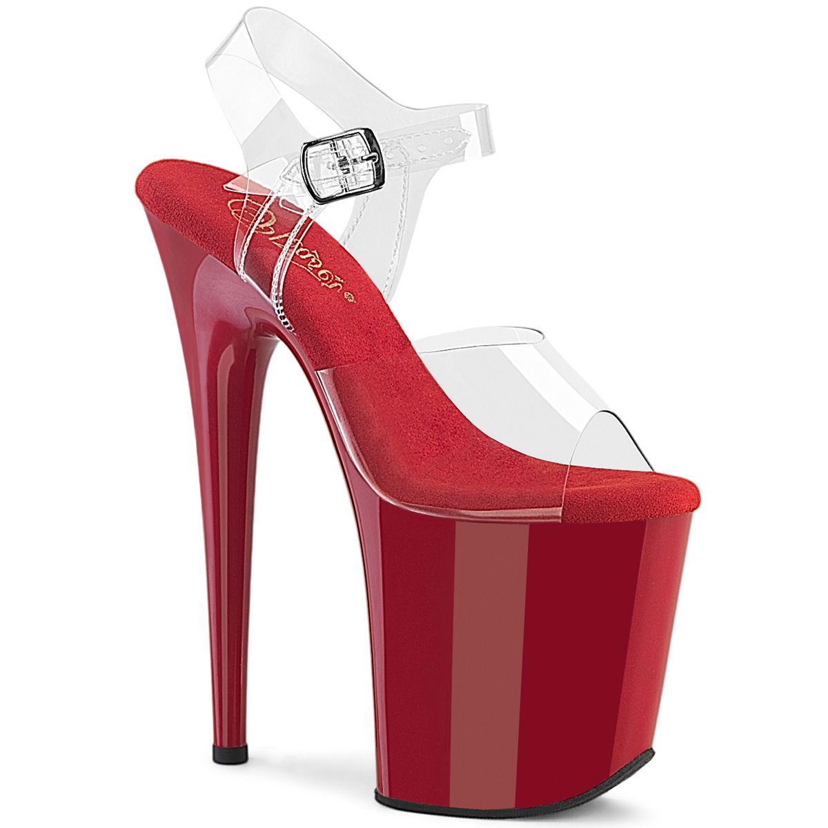 Pleaser FLAMINGO-808 FLAM808/C/R Sandali con Cinturino  Tacco Altissimo 20 Plateau 10.0 Trasparente FLAM808/C/R
