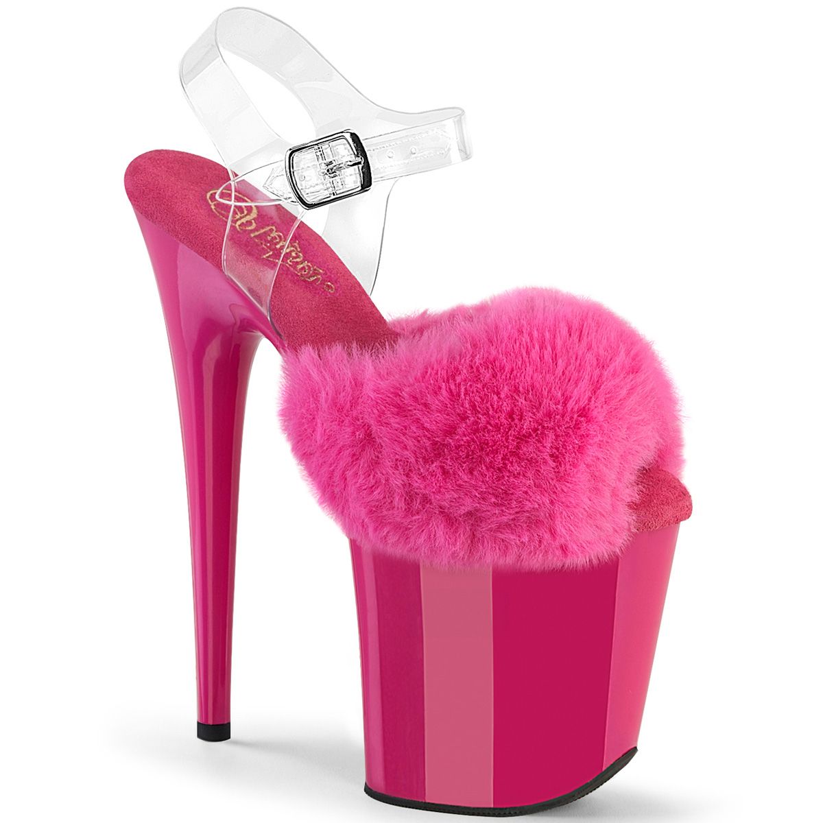 Pleaser FLAMINGO-808FUR FLAM808FUR/FS/M Sandali con Cinturino  Tacco Altissimo 20 Plateau 10.0 Fucsia FLAM808FUR/FS/M