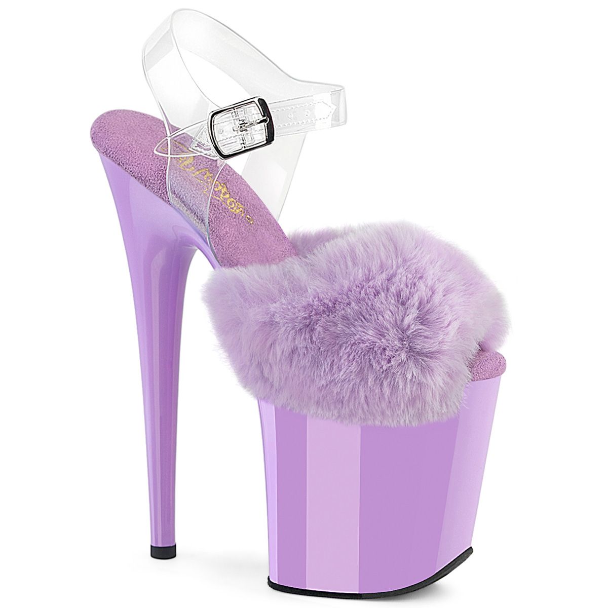 Pleaser FLAMINGO-808FUR FLAM808FUR/LV/M Sandali con Cinturino  Tacco Altissimo 20 Plateau 10.0 Trasparente FLAM808FUR/LV/M