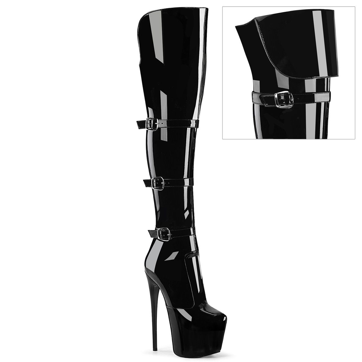 Pleaser JUBILANT-3018 JUB3018/B Stivali Donna  Tacco Altissimo 17 Plateau 7.6 Nero JUB3018/B