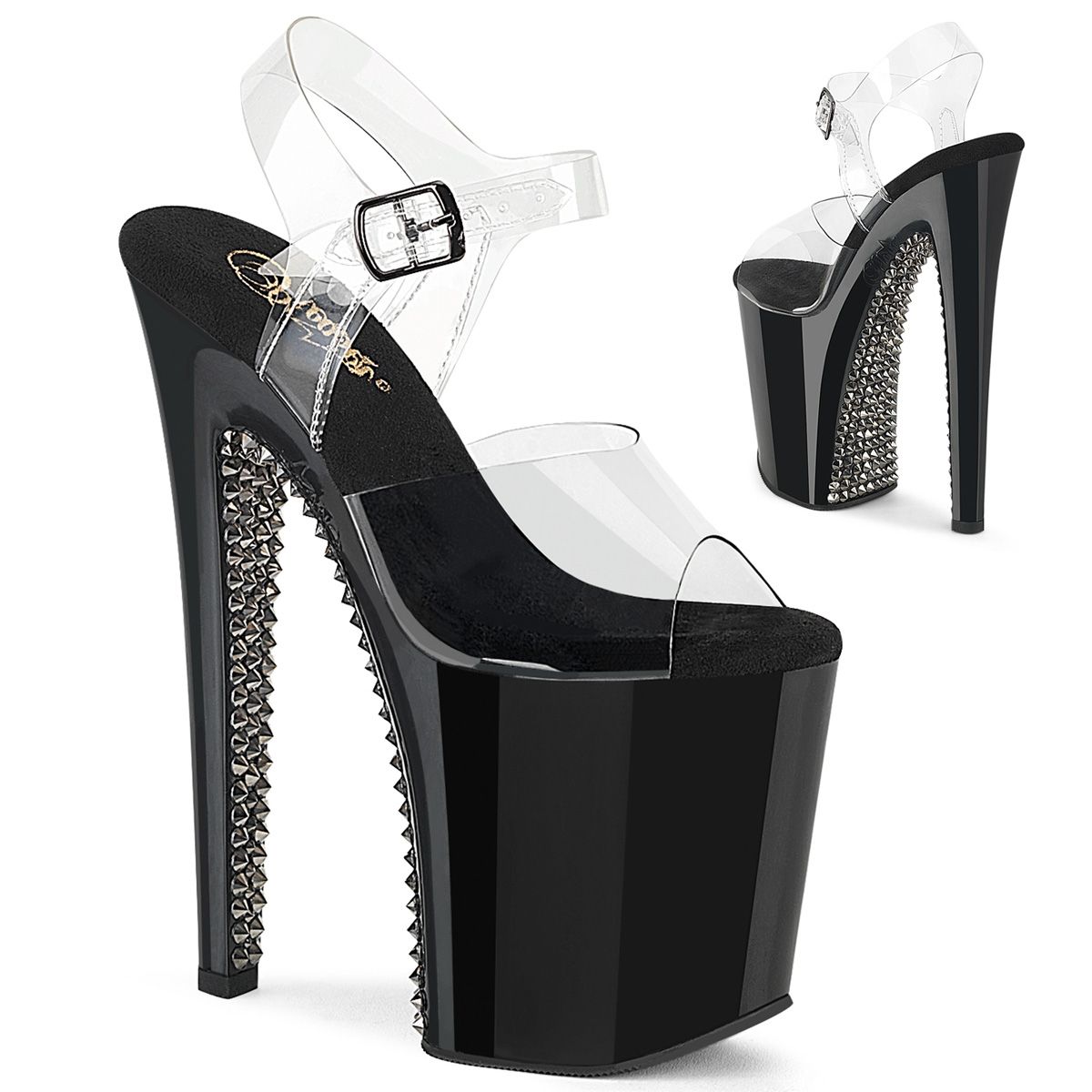 Pleaser XTREME-808SPRS XTM808SPRS/C/B-PW Sandali con Cinturino  Tacco Altissimo 20 Plateau 10.0 Nero XTM808SPRS/C/B-PW
