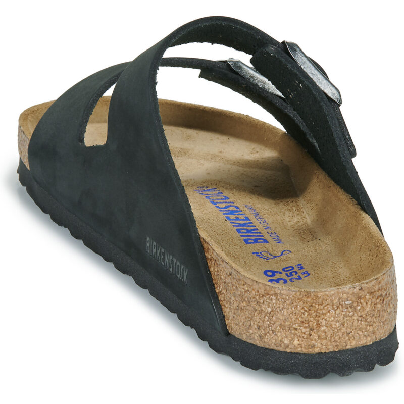 Chaussons BIRKENSTOCK Arizona &agrave; semelle souple en nubuck noir, pointure 5 (femme)