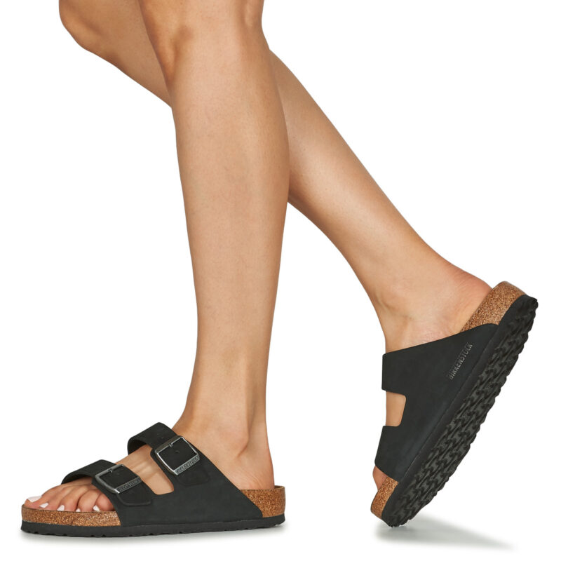 Chaussons BIRKENSTOCK Arizona &agrave; semelle souple en nubuck noir, pointure 8 (femme)