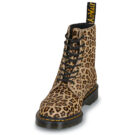 Dr. Martens 1460 Pascal Light Tan Mini Leopard Spot Hair On Black Women's Ankle Boots - 3