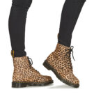 Dr. Martens 1460 Pascal Light Tan Mini Leopard Spot Hair On Black Women's Ankle Boots - 8