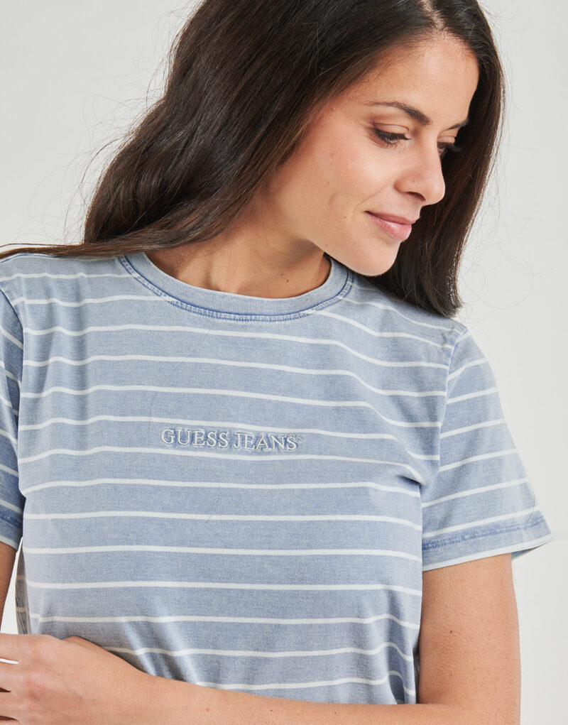 T-shirt Guess SS CN REG YD STRIPED TEE Blu T-shirt maniche corte Donna - 5