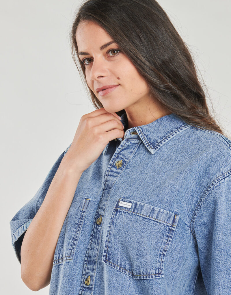 Abito corto  Guess  OVERSIZE SS DRESS  Blu -  Abiti corti Donna - 5