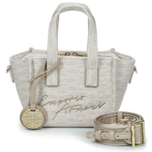 Emporio Armani TOTE M CANVAS JAQUARD MONOGRAM Beige Borse Shopping Donna
