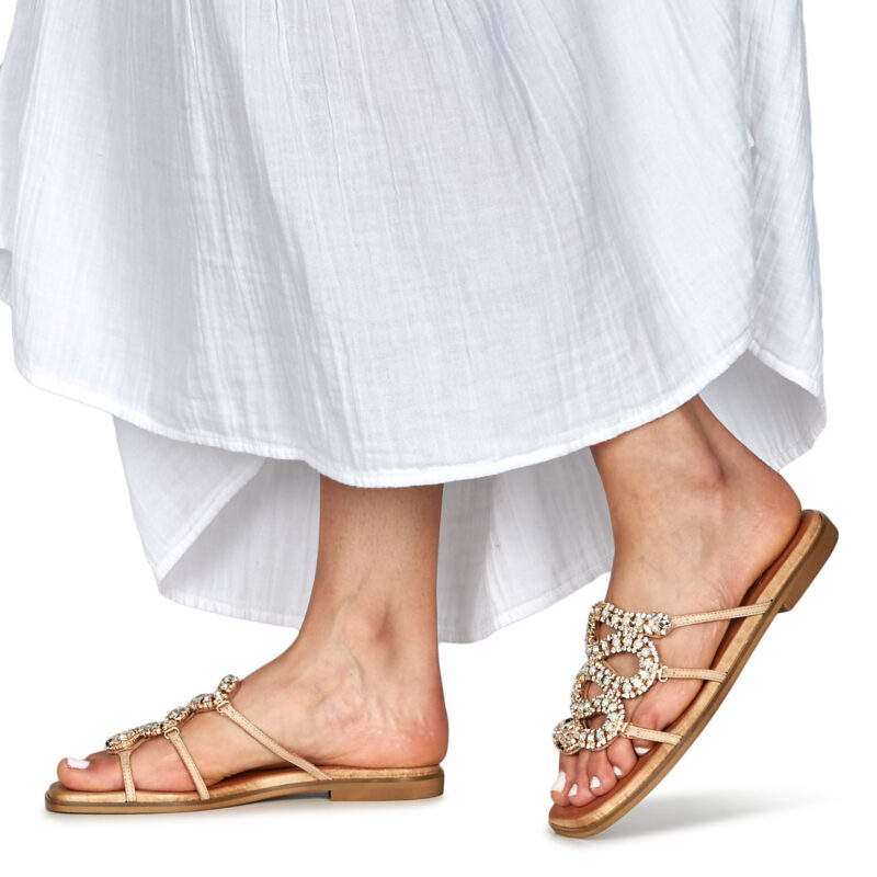 Exé Shoes 543-ORO-LEATHER-NATURAL Beige Ciabatta Donna - 8
