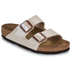 Ciabatta donna BIRKENSTOCK Arizona BF Graceful Pearl White in elegante tono perlaceo. Comfort e stile uniti in un design classico con due fasce regolabili per una vestibilità personalizzata. Ideale per la stagione estiva e perfetta per un look casual e chic. Acquista ora e scopri il benessere ai tuoi piedi con queste ciabatte iconiche!